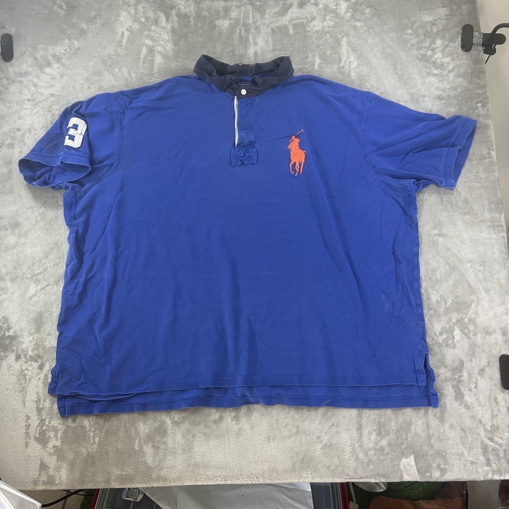 Polo By Ralph Lauren Polo Shirt Mens Big 5X Blue Big Pony 3 Short Sleeve Rugby
